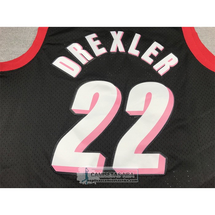 Camiseta Portland Trail Blazers Clyde Drexler NO 22 Mitchell & Ness 1991-92 Negro